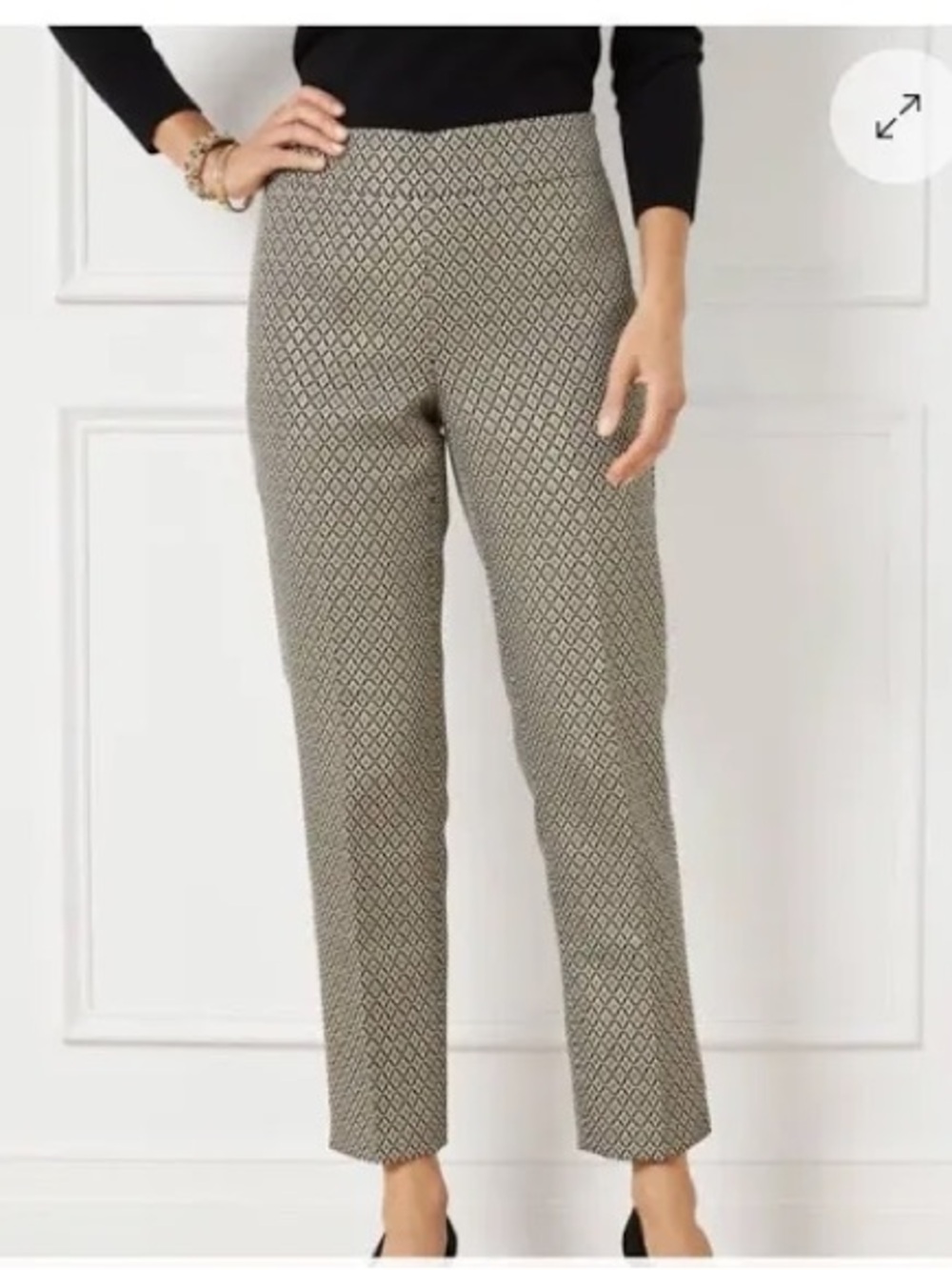 TALBOTS Medallion Jacquard Pant Black Gold NWT  4